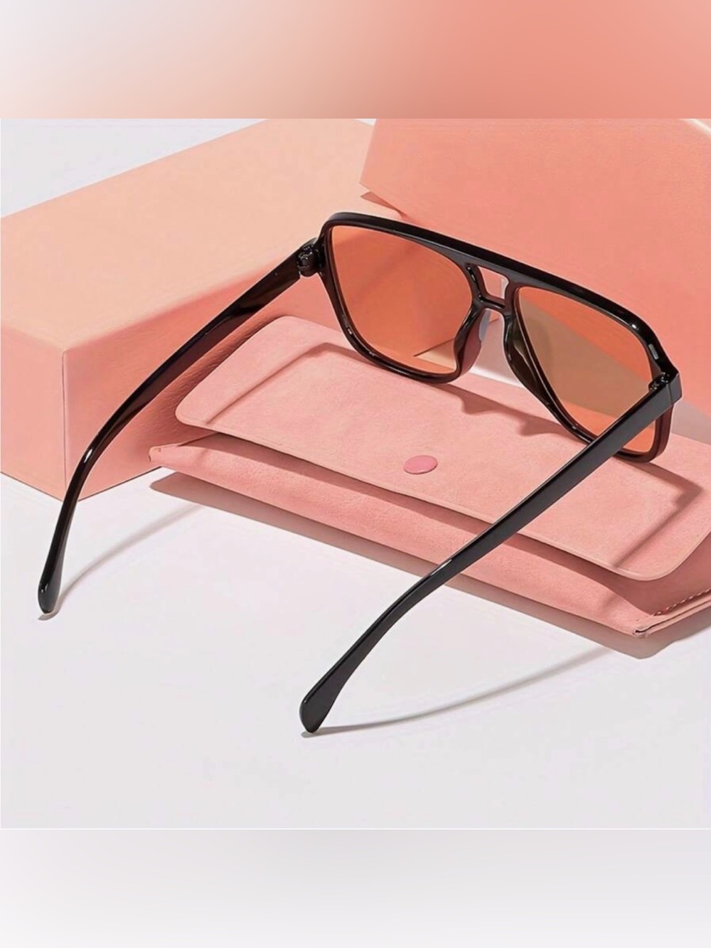 Classic Black Frame Sunglasses with Amber Lenses - Picture 2 of 3